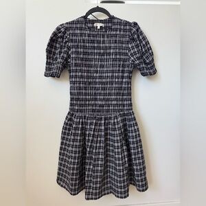 WAYF Plaid Smocked Mini Dress Size M